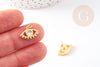Pendentif oeil doré cristal zircon,pendentif doré, porte-bonheur,laiton doré,mauvais oeil,création bijoux,16.5mm, X1  G0445