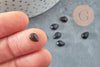 Cabochon goutte obsidienne noire, obsidienne naturelle,pierre naturelle, cabochon pierre, création bijoux,6x8mm, X1 G2272