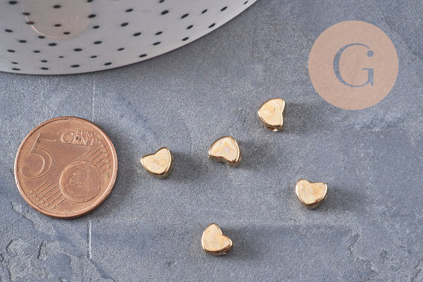 Cuentas de corazón de plástico dorado de 5,5 mm, x 10 g VÁLIDAS