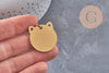 Pendentif tête de chat acier 201 inoxydable doré 29mm personnalisable, x1 VALIDE