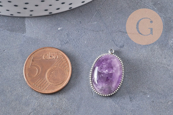 Natural stone pendant, 304 stainless steel, gold plated, 22mm, x1 VALID