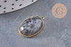 Natural stone pendant, 304 stainless steel, gold plated, 22mm, x1 VALID