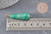 Pendentif goutte aventurine naturel laiton & acier doré 38mm, x1 (G11051) VALIDE