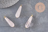 Pendentif goutte quartz rose naturel laiton & acier doré 38mm, x1 (G11052)
