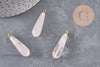 Pendentif goutte quartz rose naturel laiton & acier doré 38mm, x1 (G11052) VALIDE