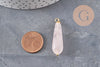 Pendentif goutte quartz rose naturel laiton & acier doré 38mm, x1 (G11052) VALIDE