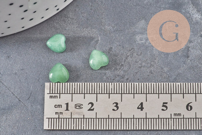 Cabochon coeur aventurine naturelle 8x8mm, x1 (G11044)