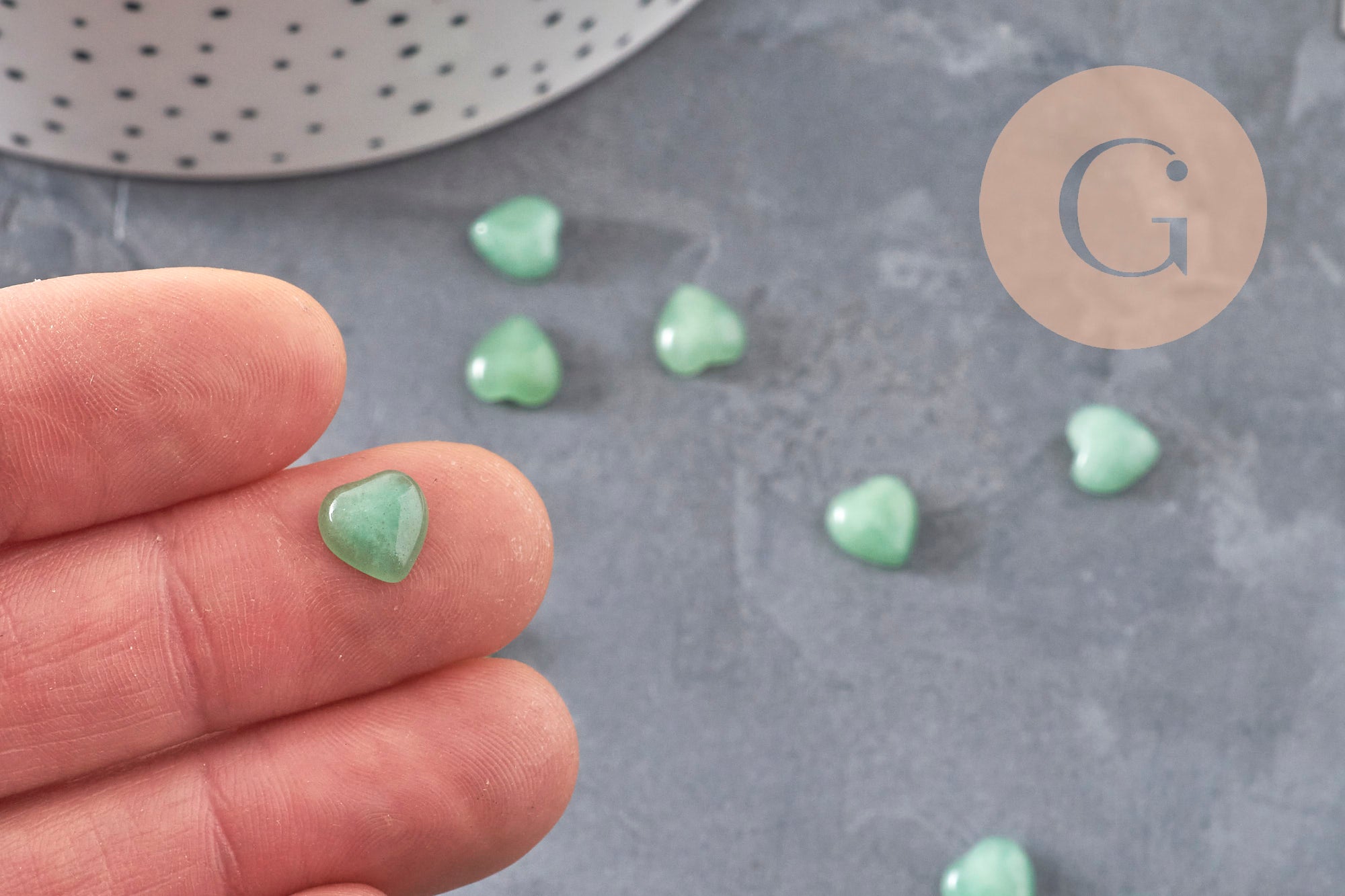 Cabochon coeur aventurine naturelle 8x8mm, x1 (G11044)