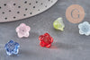 Perles fleur de rose verre tchèque multicolore 11mm, x10 (G11041)