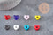 Pendentif Cœur verre artisanal coloré avec trou 14x15mm, x1 (G11039)