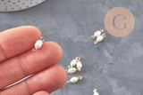 Pendentif connecteur perle naturelle acier 304 inoxydable 11.5mm, x1 (G11053)