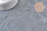 Collier Chaine serpent acier inoxydable platine 0.8mm/45.5cm, x1 (G11054)