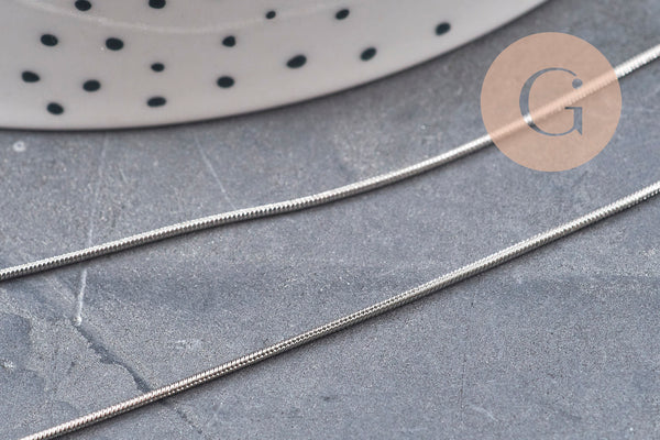 Collier Chaine serpent acier inoxydable platine 0.8mm/45.5cm, x1 (G11054)