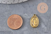 Pendentif médaille ovale Vierge Marie zamac doré 19.5mm, x2 (G11108)