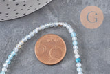 Perles Agate naturelle bleu ciel facettées 3mm, x1 fil de 38cm (G11094)