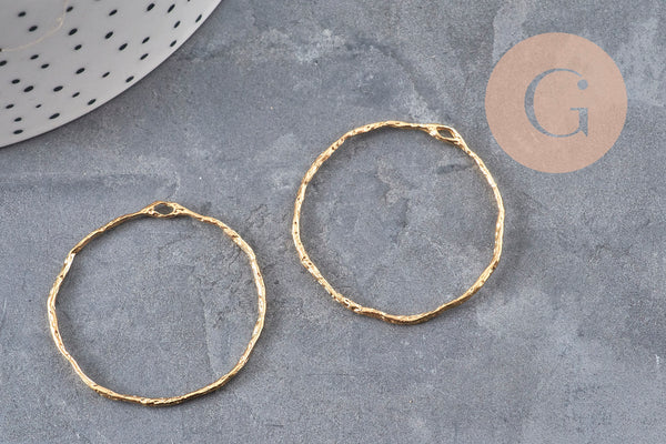 Pendentif rond laiton brut texturé 34mm, x1 (G11064)