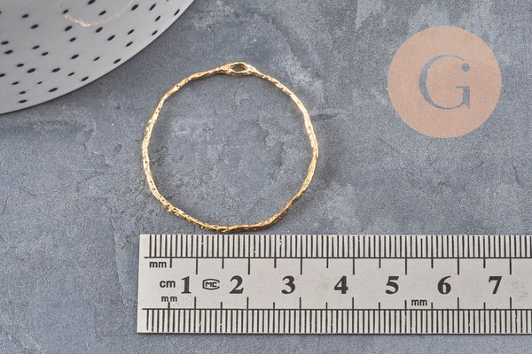 Pendentif rond laiton brut texturé 34mm, x1 (G11064)