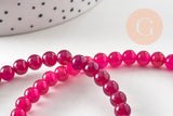 Perles rondes jade naturel rose FUCHSIA 6mm, x1 fil de 38cm (G1784)