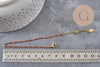 Bracelet Chaine 14k fantaisie résine rouge acier inoxydable doré 2mm/23cm, x1 (G1361)