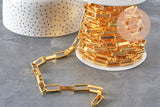 Chaine doré maille rectangle,chaine collier, chaine dorée,chaine large,19x7mm, X 1Mètre G1788