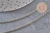 Chaine rolo fer platine 2.5 mm, x 5mètres (G1507)
