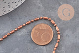 Chaine boule bambou cuivrée,chaine cuivre,chaine bijou, création bijoux,chaine boule,sans nickel,2.5mm,5 mètres G0731