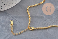 Collier pendentif locket papillon cuivre doré zircons , x1 (G11069)