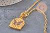 Collier pendentif locket papillon personnalisable cuivre doré zircons , x1 (G11069) VALIDE