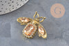 Broche abeille zamac doré Cristal champagne 47mm, x1 (G11086)