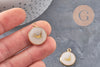 Pendentif rond motif hirondelle acier 304 inoxydable doré 16mm, x1 (G11104) VALIDE