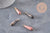 Pendentif goutte rhodonite naturelle laiton & acier doré 38mm, x1 (G11122)