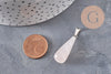 Pendentif goutte quartz rose naturel acier inoxydable platine 28mm, x1 (G11118)