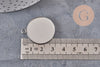 Pendentifs Supports cabochons ronds acier 304 inoxydable platine 25mm, x5 (G11126)