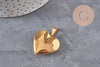 Pendentif locket coeur acier 304 inoxydable doré IP 21mm, x1 (G11139)
