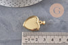 Pendentif locket cœur porte-photo laiton doré 18K 20.5mm, x1 (G11157)