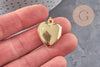 Pendentif locket cœur porte-photo laiton doré 18K 20.5mm, x1 (G11157)