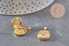 Pendentif locket rond laiton doré 18K coeur zircons 23mm, x1 (G11137)