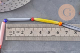 Perles tube verre millefiori artisanal 28mm, x1 fil de 40cm (G11114)