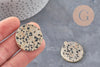 Pendentif rond jaspe dalmatien naturel laiton doré 32mm, x1 (G11123)