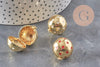 Pendentif locket boule laiton doré 18K étoiles 25mm, x1 (G11147)