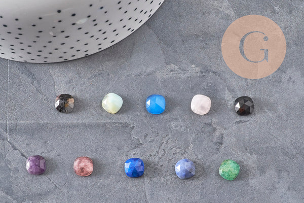 Cabochon carré pierre naturelle 8x8mm, x1 VALIDE