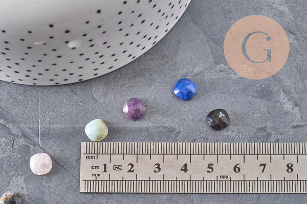 Cabochon carré pierre naturelle 8x8mm, x1 VALIDE