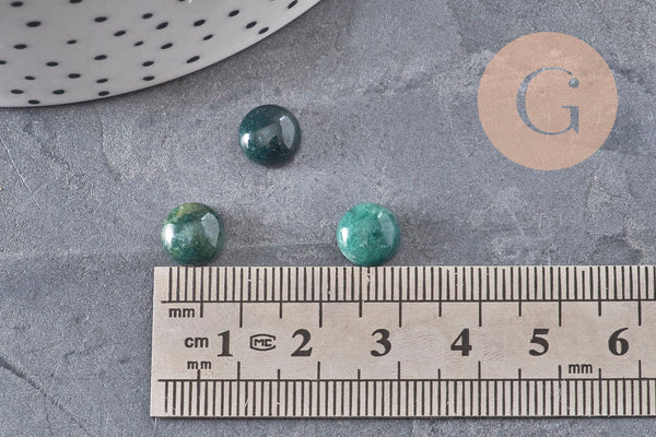 Cabochon rond agate mousse verte 8mm, x1 (G11115)
