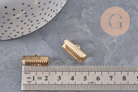 Embouts à pincer ruban acier 304 inoxydable doré 20.5mm, x2 (G11134)