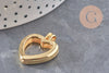 Pendentif locket cœur vitrine laiton doré 16K 26mm (G11141)
