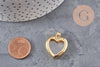 Pendentif locket cœur vitrine laiton doré 16K 26mm (G11141)