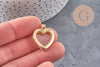 Pendentif locket cœur vitrine laiton doré 16K 26mm (G11141)