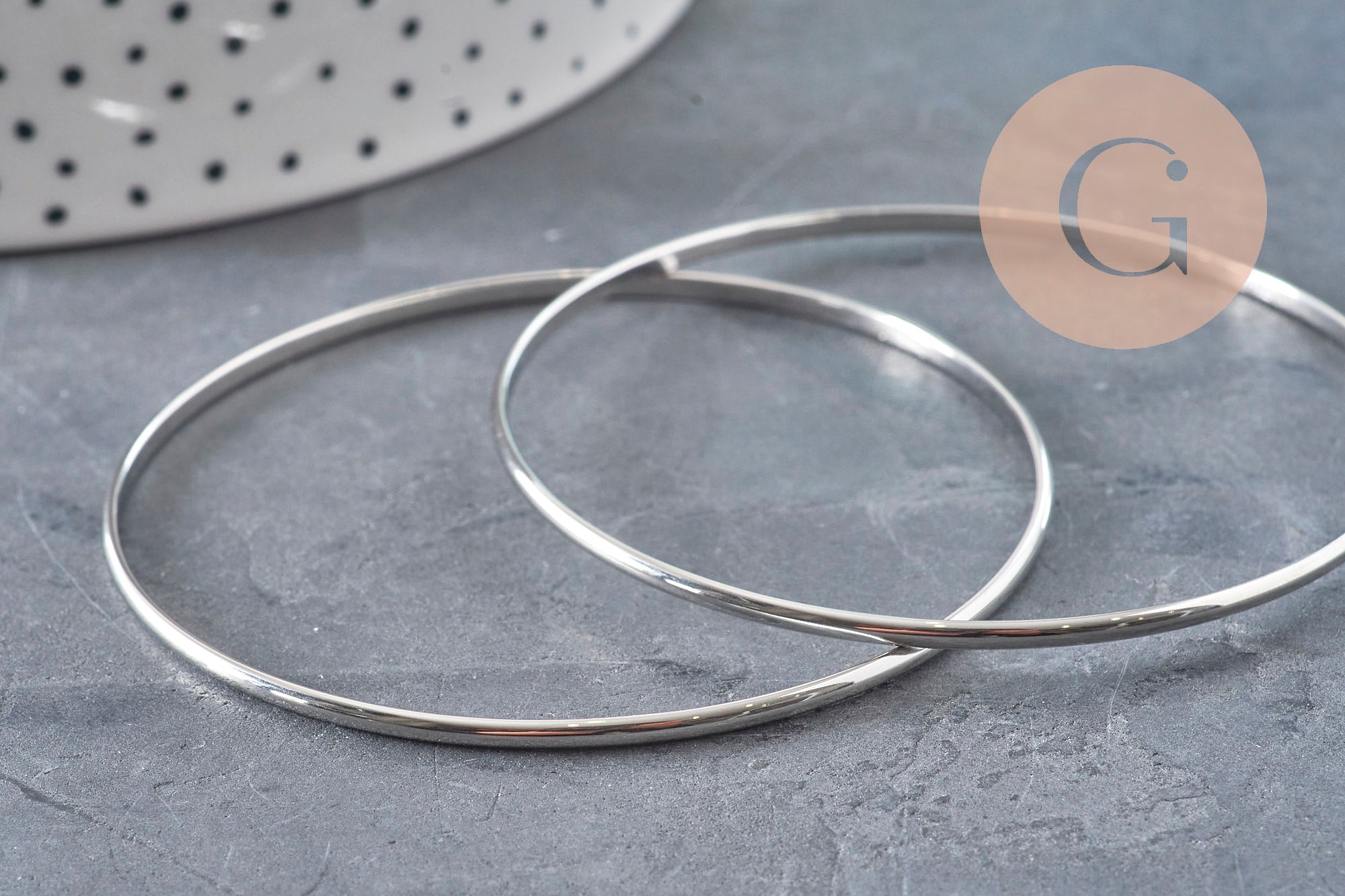 Bracelet jonc lisse acier 304 inoxydable platine 65mm, x1 (G11150)