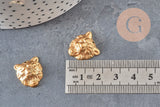 Pendentif tigre relief laiton brut 16m, x1 (G10163)