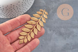 Raw brass laurel leaf stamping 90mm, x1 (G10165)